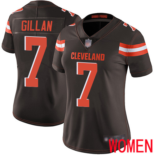 Cleveland Browns Jamie Gillan Women Brown Limited Jersey 7 NFL Football Home Vapor Untouchable